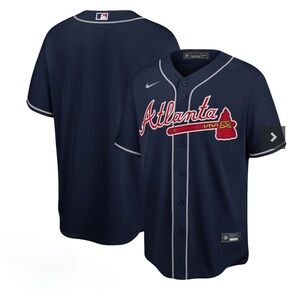 New with tags. Size small. Men’s Atlanta Braves Jersey. Navy